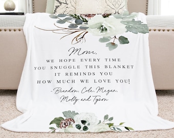 Gift from Kids, Grandma Quote, Custom Quote Blanket,  Christmas Blanket, Christmas Present, Floral Style Blanket, Personalized Mom Gift