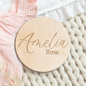 Birth Announcement Sign, Engraved Wooden Name Sign, Name Announcement Plaque, Wooden Nursery Decor, Newborn Photos, Baby Shower Gift, ES01