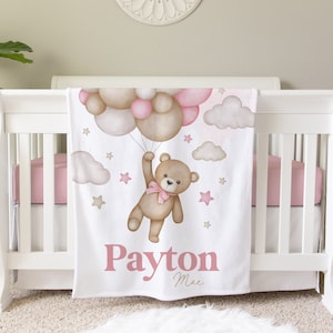 Coperta per orsacchiotti, regalo personalizzato per coperta per bambini, coperta per bambini, arredamento per l&#39;asilo nido per orsacchiotti, regalo di compleanno per bambini, coperta per orsi, BB17