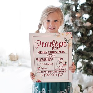Segno di Natale per bambini, Immagini di Natale Foto Prop, Jammies di Natale Segno fotografico, Caro segno di Babbo Natale, Babbo Natale Foto Prop, Fotografia di Natale