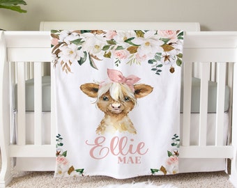 Cow Blanket, Personalized Baby Blanket Gift, Toddler Blanket, Farm Animal Nursery Decor, Toddler Birthday Gift, Cow Theme Blanket