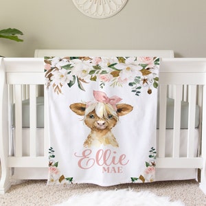 Cow Blanket, Personalized Baby Blanket Gift, Toddler Blanket, Farm Animal Nursery Decor, Toddler Birthday Gift, Cow Theme Blanket image 1