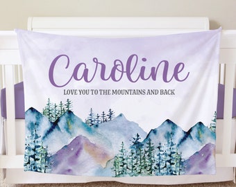 Mountains Blanket, Personalized Baby Blanket Gift, Toddler Blanket, Forest Decor, Toddler Birthday Gift, Mountain Theme, Adventure Awaits