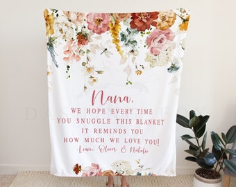 Grandma Quote Blanket Personalized Mom Gift Custom Nana Mothers Day Present from Kids