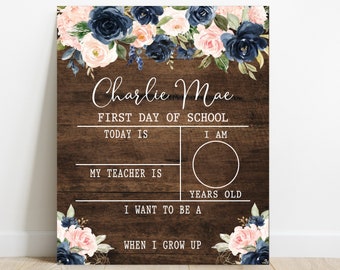 Floral Back to School Sign, First Day Of School Sign, Reusable School Sign, School Photo Prop, School Sign For Kids, Last Day Of School