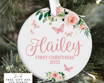 Butterfly Christmas Ornament, Baby First Christmas, Christmas Stocking Stuffer, Baby Butterfly Decor, Butterfly Christmas Gift, Personalized