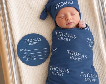 Personalized Swaddle Blanket, Optional Bundle, Newborn Coming Home Outfit Photo Props, Baby Name Announcement Sign, Baby Shower Gift JS54