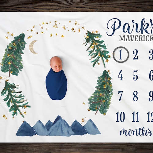 Woodland Milestone Blanket Monthly Growth Tracker Etsy