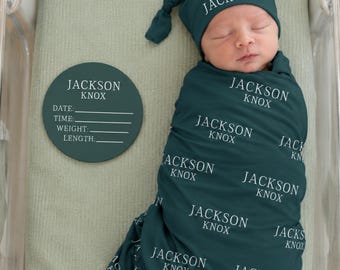 Personalized Swaddle Blanket, Optional Bundle, Newborn Coming Home Outfit Photo Props, Baby Name Announcement Sign, Baby Shower Gift JS54