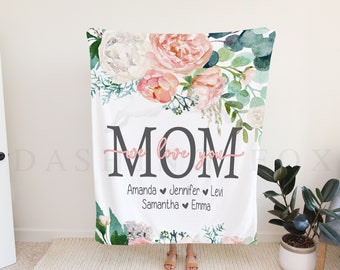 Christmas Gift For Mom, Grandma and Mom Present, We Love You Mom Blanket, Christmas Gift From Kids For Wife, Grandparent Gift For Christmas