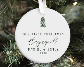 Personalized First Christmas Engaged Ornament