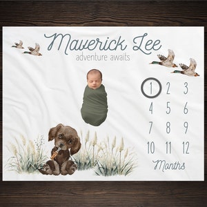Mallard Duck Milestone Blanket, Monthly Growth Tracker, Personalized Baby Blanket, Custom Blanket, Baby Shower Gift, New Baby Gift, BM34