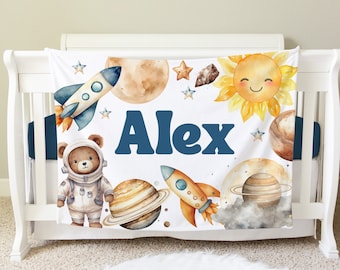 Space Blanket, Personalized Baby Blanket Gift, Toddler Blanket, Outer Space Nursery Decor, Toddler Birthday Gift, Outer Space Theme BB19
