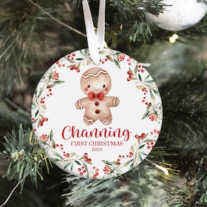 Gingerbread Man Baby Christmas Ornament, Personalized Baby Christmas Ornament, Gingerbread Man Holiday Baby Ornament, Stocking Stuffer