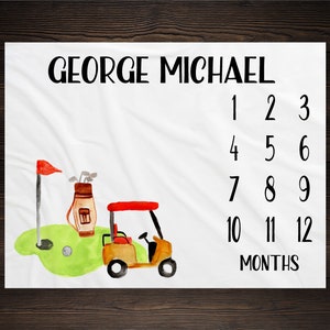 Golf Milestone Blanket Monthly Growth Tracker Soft Fleece Blanket Baby Shower Gift Newborn Gift Blanket Watch Me Grow Baby Boy Sports