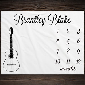 Guitar Milestone Blanket Month Blanket Baby Baby Growth Tracker Soft Fleece Blanket Baby Shower Newborn Gift Blanket Music Watch Me Grow