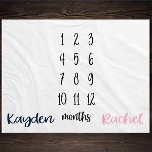 Twin Milestone Blanket  Monthly Growth Tracker Minky Fleece Blanket Baby Girl and Boy Twins Newborn Gift Christmas Gift Photography Blanket