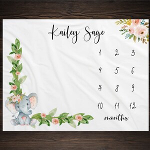 Safari Baby Milestone Blanket Month Blanket Growth Tracker Fleece Blanket Baby Shower Elephant Baby Newborn Gift  Safari Animals