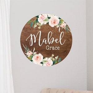 Round Wood Baby Name Sign Wooden Personalized Baby Name Newborn Announcement Custom Nursery Sign Decor