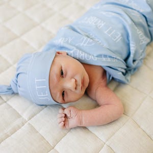 Personalized Swaddle Blanket, Optional Bundle, Newborn Coming Home Outfit Photo Props, Baby Name Announcement Sign, Baby Shower Gift JS12