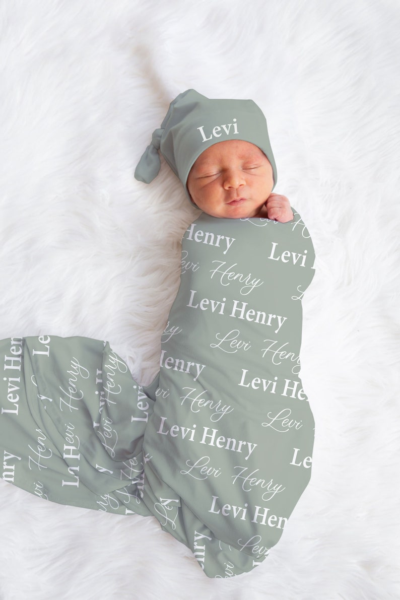 Manta personalizada con nombre de bebé, regalo personalizado para bebé, regreso personalizado a casa, manta de hospital de género neutro, regalo de baby shower, JS14 imagen 1