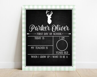 Deer Back to School Sign, First Day Of School Sign, Reusable School Sign, School Photo Prop, School Sign For Kids, Last Day Of School