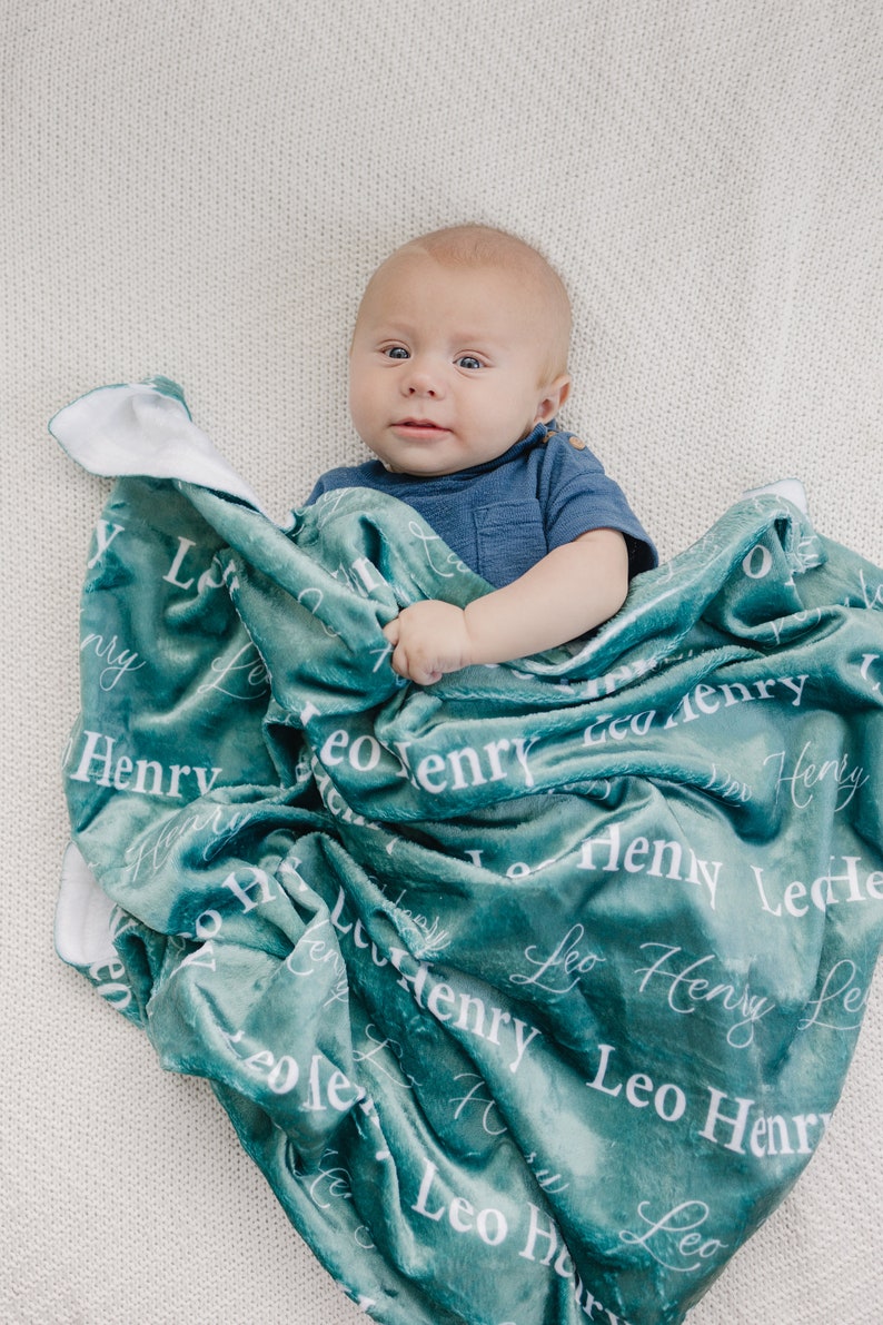 Personalized Name Blanket, Customizable Minky Blanket, Unique for Newborns Baby and Kids, Nursery Decor, Popular Baby Shower Gift, NB05 image 2