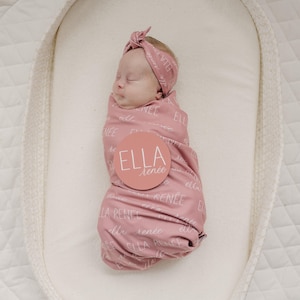 Personalized Swaddle Blanket, Optional Bundle, Newborn Coming Home Outfit Photo Props, Baby Name Announcement Sign, Baby Shower Gift JS12