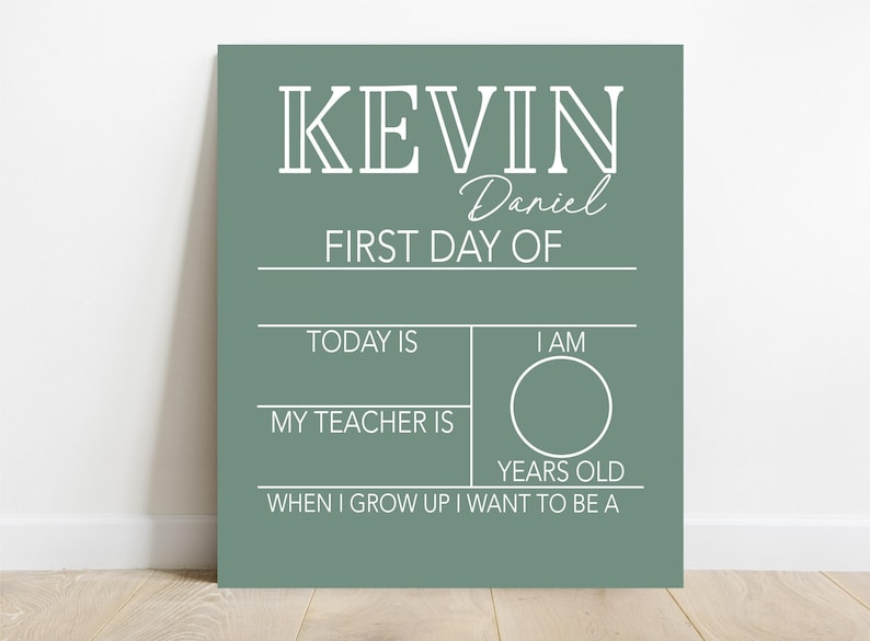 First Day Of School Sign, Back to School Sign, Personalizable Reusable School Sign, School Photo Prop, School Sign For Kids image 1