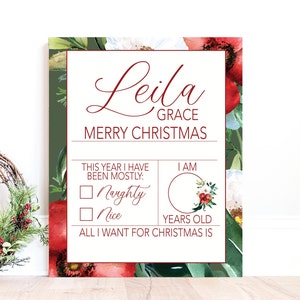 Segno di Natale per bambini, Immagini di Natale Foto Prop, Jammies di Natale Segno fotografico, Caro segno di Babbo Natale, Babbo Natale Foto Prop, Fotografia di Natale