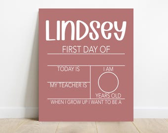 Personalized First Day of School Sign, First Day of School Board Sign, Custom First Day of School Wet Erase Board, Back to School Photo Prop