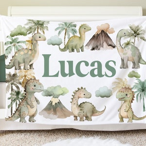 Dinosaur Blanket, Personalized Baby Blanket Gift, Toddler Blanket, Dinosaur Nursery Decor, Toddler Birthday Gift, Dinosaur Theme,  BB31