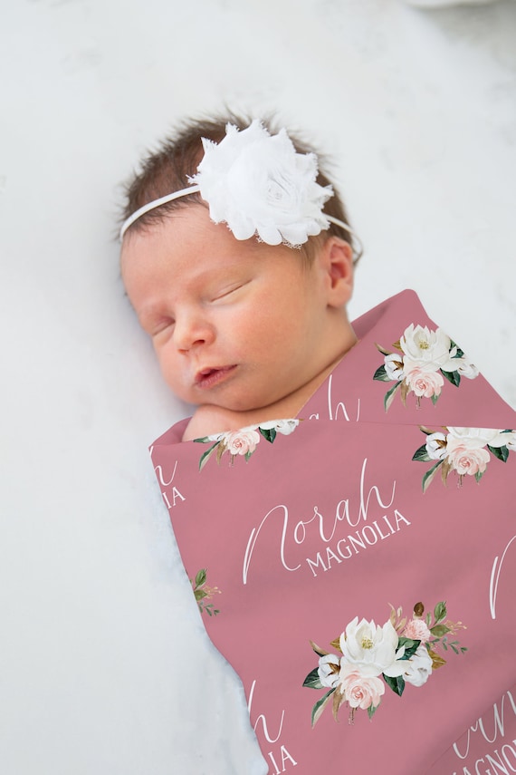 Baby girl swaddle blanket with bow hotsell