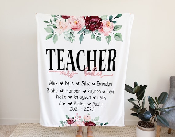Teacher Christmas Blanket, Christmas Gift From Students, Teacher Appreciation Gift From Kids, Personalized Teacher Christmas Wall Hanging