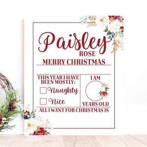 Segno di Natale per bambini, Immagini di Natale Foto Prop, Jammies di Natale Segno fotografico, Caro segno di Babbo Natale, Babbo Natale Foto Prop, Fotografia di Natale