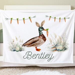 Personalisierte Entenhasen-Decke, Entenhasen-Decke, Baby-Dusche-Geschenk, Junge-Osternest-Korb-Geschenk, Neugeborenen Fotos Requisite, BB28
