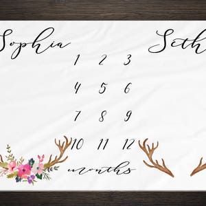 Twin Baby Milestone Blanket Month Blanket Baby Baby Growth Tracker Fleece Blanket Baby Shower Twin  Newborn Gift Minky Baby Boy Baby Girl
