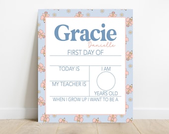 Girls First Day Of School Sign, Big Bow Back to School Sign, Personalizable Reusable School Sign, School Photo Prop, School Sign For Kids