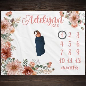 Wild Flower Milestone Blanket, Milestone Blanket, Baby Shower Gift, Baby Keepsake Gift, Girl Wildflower Milestone Blanket, GM18