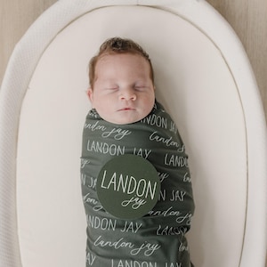 Personalized Swaddle Blanket, Optional Bundle, Newborn Coming Home Outfit Photo Props, Baby Name Announcement Sign, Baby Shower Gift JS12