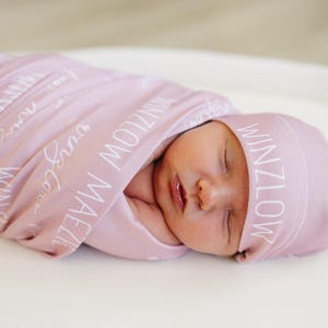 Personalized Swaddle Blanket, Optional Bundle, Newborn Coming Home Outfit Photo Props, Baby Name Announcement Sign, Baby Shower Gift JS12