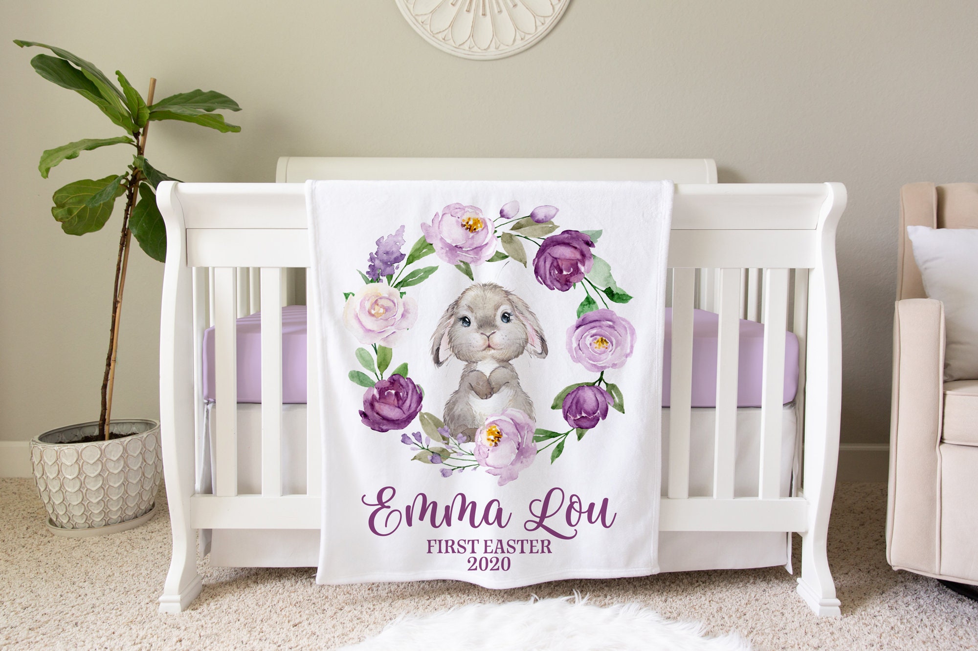 First Easter Gift, Personalized Baby Blanket, Personalized Baby Gift, Bunny Blanket, Easter Blanket, Baby Shower Gift Birthday Gift Animal
