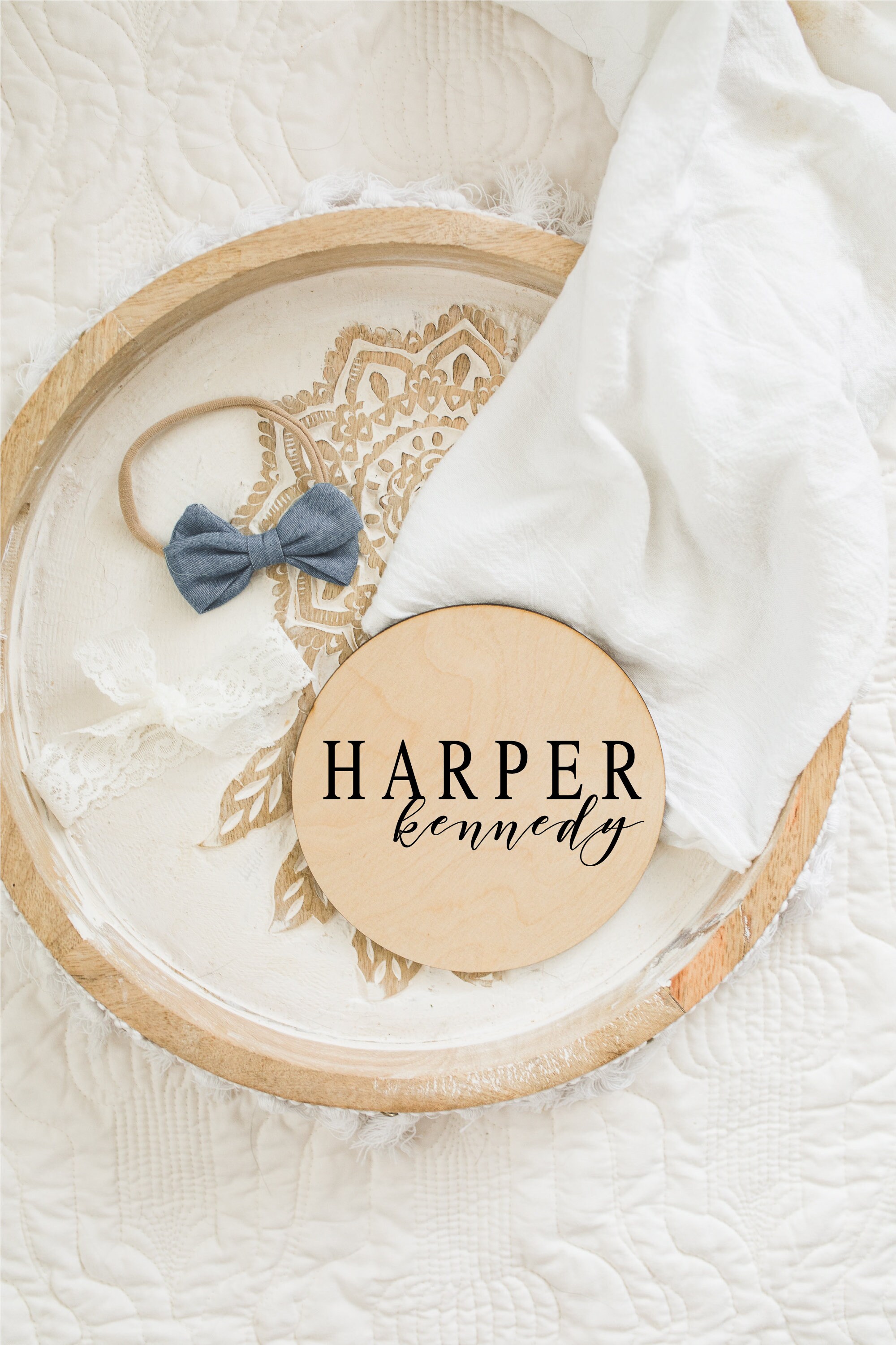 Round Wood Baby Name Sign Wooden Personalized Baby Name Newborn ...