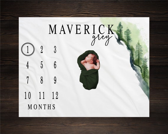 Woodland Milestone Blanket Monthly Growth Tracker Personalized Baby Blanket Custom Blanket Baby Shower Gift Forest Trees BM07 Etsy Canada
