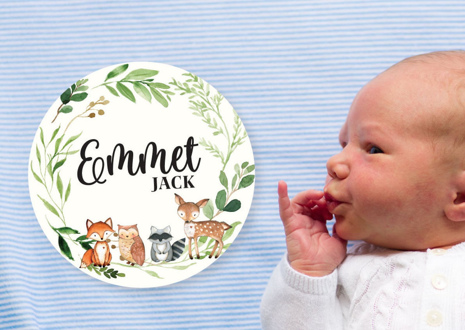 Woodland Baby Name Sign Round Wooden Personalized Baby Name Etsy