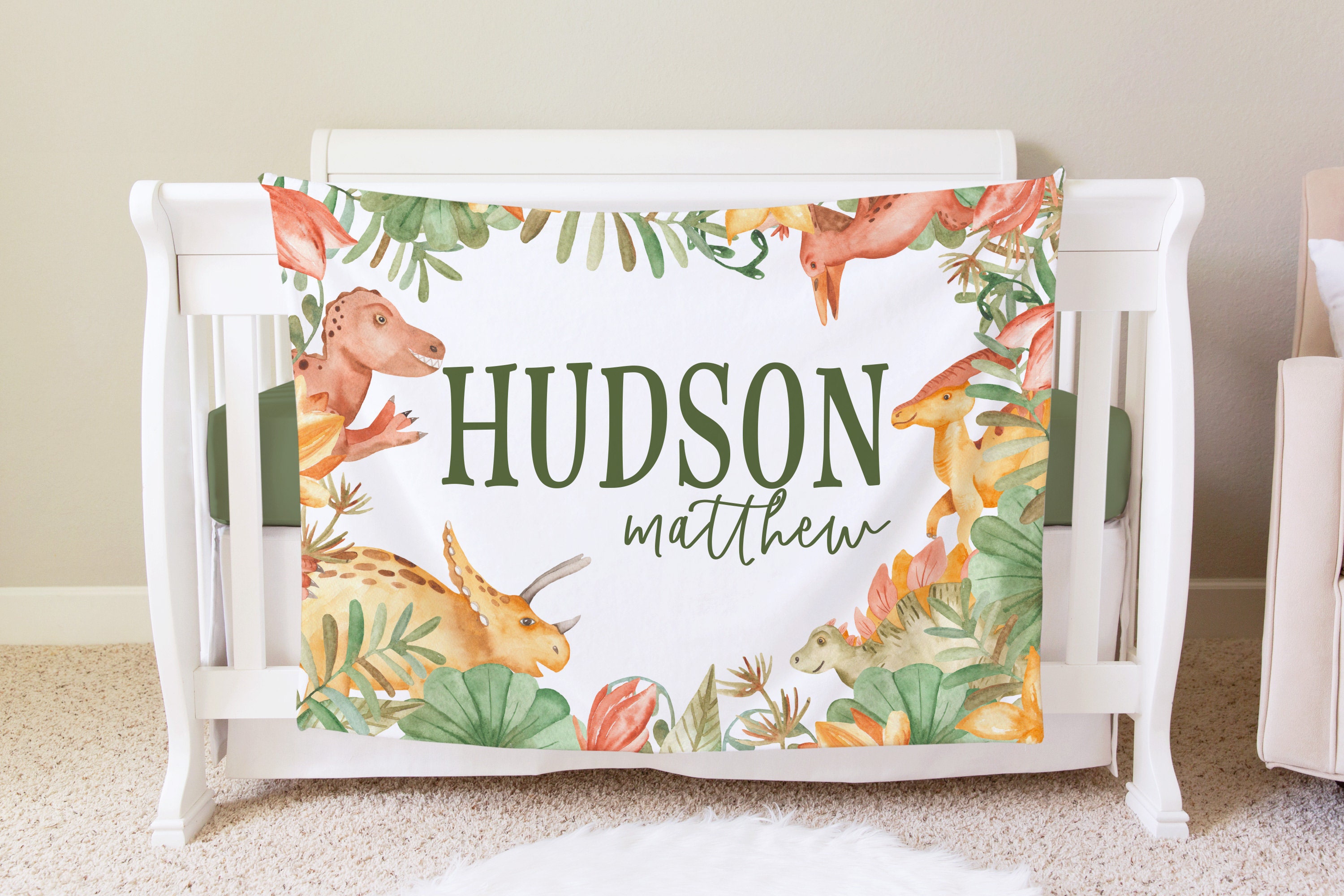 Dinosaur Blanket Personalized Baby Blanket Gift Toddler Etsy