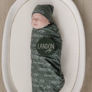 Personalized Swaddle Blanket, Optional Bundle, Newborn Coming Home Outfit Photo Props, Baby Name Announcement Sign, Baby Shower Gift JS12