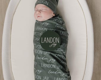 Personalized Swaddle Blanket, Optional Bundle, Newborn Coming Home Outfit Photo Props, Baby Name Announcement Sign, Baby Shower Gift JS12