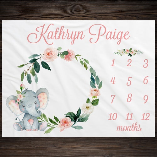 Girl Safari Baby Milestone Blanket Month Blanket Growth Etsy