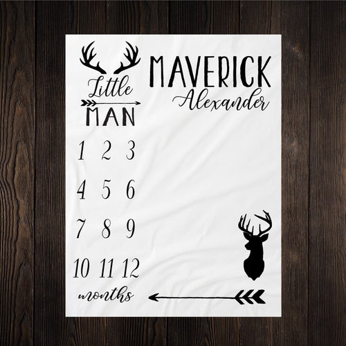 Gender Neutral Milestone Deer Blanket Month Blanket Growth Etsy